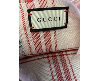 Shop Gucci Unisex Ivory Wool Plaid Rose Print Scarf Muffler In Multi