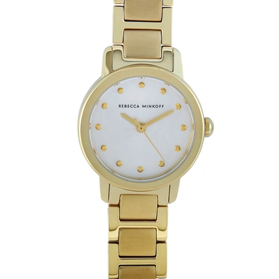 Shop Rebecca Minkoff Bffl Gold-tone Watch 2200333 In White