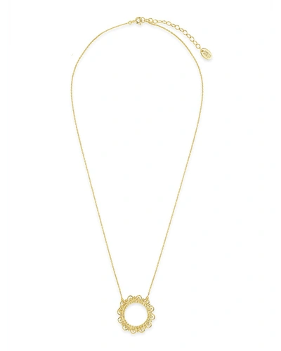 Sterling Forever Sterling Silver Lace Circle Pendant In Gold