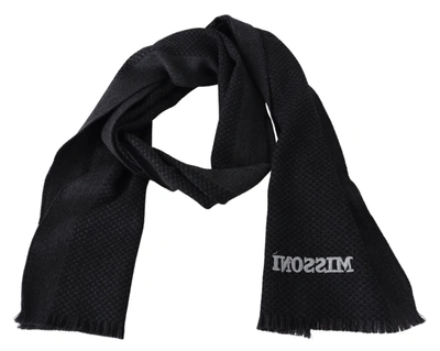 Shop Missoni Wool Knit Unisex Neck Wrap Fringe Shawl Women's Scarf In Black