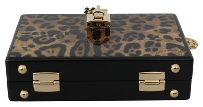 Shop Dolce & Gabbana Leopard Women Shoulder Box Wood Women's Bag In Brown