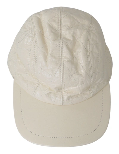 Shop Dolce & Gabbana Lamb Skin 100% Leather Baseball Men's Hat In White