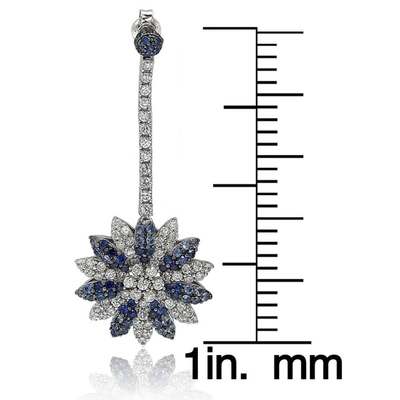 Suzy Levian Sapphire And Diamond In Sterling Silver And 18k Gold Earring In Blue