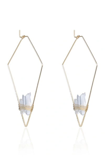 Eye Candy La The Luxe Collection Clear Quartz Triangular Drop Earrings In White