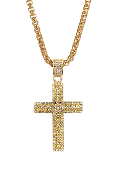 Shop Stephen Oliver 18k Gold Embellished Cz Cross Necklace In White