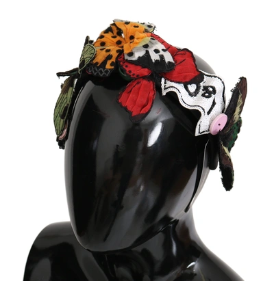 Shop Dolce & Gabbana Floral Butterfly Sequin Diadem Tiara Women's Headband In Multi