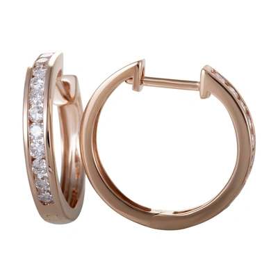 Non Branded ~.50ct Small 14k Rose Gold Diamond Hoop Earrings In Gold