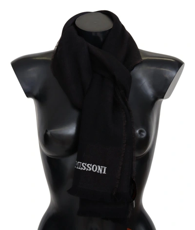 Shop Missoni 100% Wool Unisex Neck Wrap Men's Scarf In Black