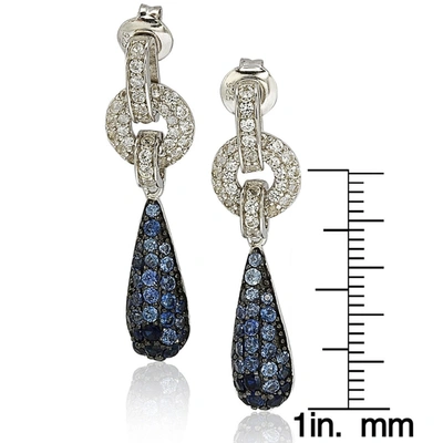 Suzy Levian Sterling Silver Sapphire And Diamond Accent Tear Drop Dangle Earrings In Blue