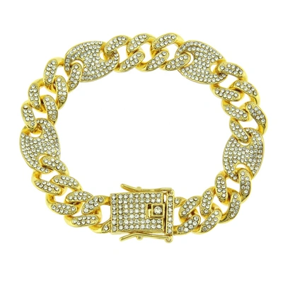 Shop Stephen Oliver 18k Gold Figaro Link Cz Bracelet