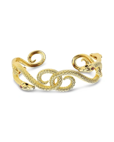 Shop Sterling Forever Interlocking Snake Cuff In Gold