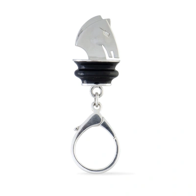 Shop Luca Carati 18k White Gold 1-diamond Horse Keyholder In Black
