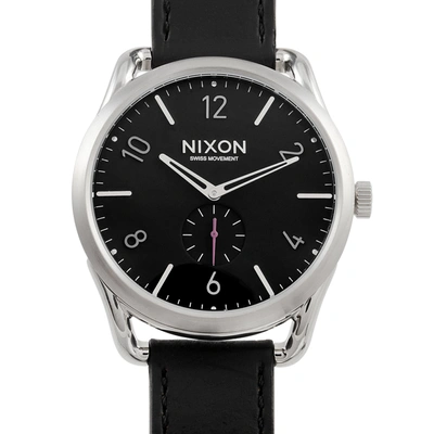 Shop Nixon C45 Leather Stainless Steel Watch A465 008 In Black