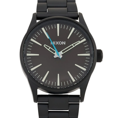 Shop Nixon Sentry 38 Stainless Steel All Black / Brown Watch A450-7121