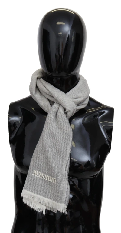 Shop Missoni 100% Wool Unisex Neck Wrap Men's Scarf In Grey