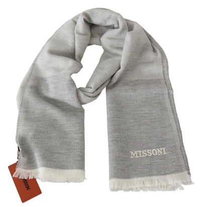 Shop Missoni 100% Wool Unisex Neck Wrap Men's Scarf In Grey
