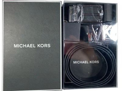 Shop Michael Kors Men's Reversible Signature 4 In 1 Belt Box Set 36t8lbly7b In Brown