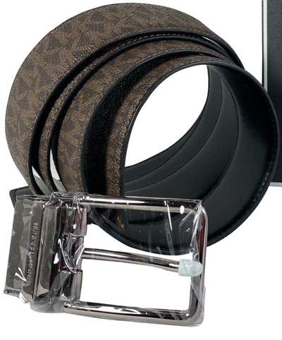 Michael Kors Men's Reversible Signature 4 In 1 Belt Box Set 36t8lbly7b In Brown