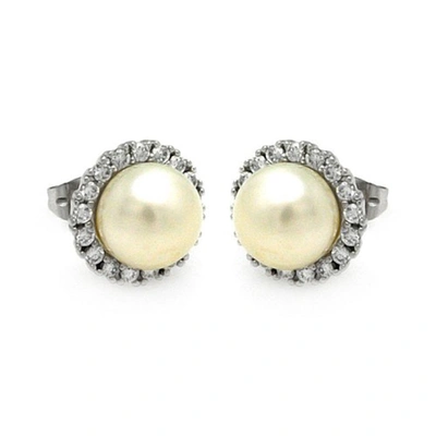 Adornia Freshwater Pearl Halo Earrings In White