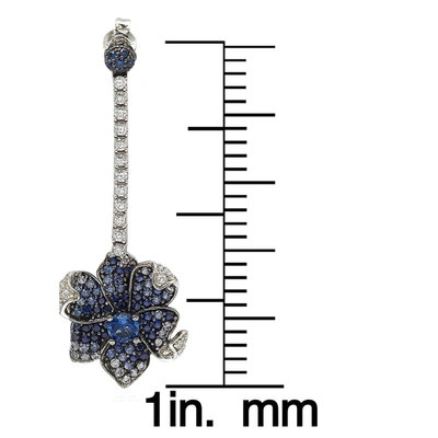 Suzy Levian Sterling Silver Pink Sapphire And Diamond Accent Flower Earrings In Gray