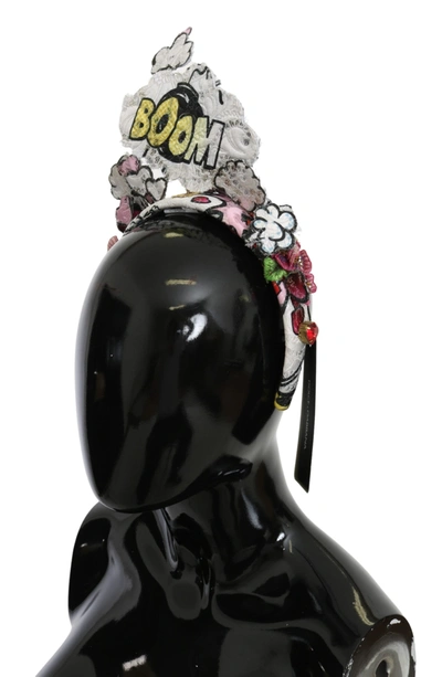 Shop Dolce & Gabbana Cotton Sequin Floral Women's Headband In Multi