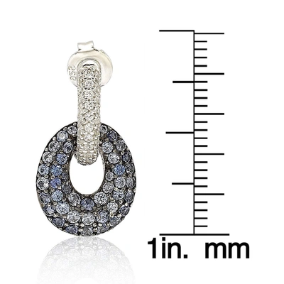 Suzy Levian Sterling Silver Blue & White Sapphire And Diamond Accent Double Oval Dangle Earrings In Blue