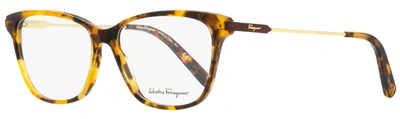 Shop Ferragamo Salvatore  Women's Rectangular Eyeglasses Sf2851 638 Rust Havana/gold 54mm