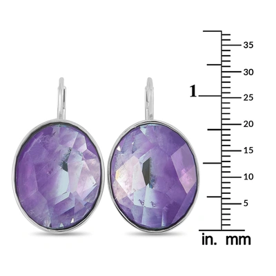 Swarovski Oval Rhodium-plated Stainless Steel And Purple Crystal Earrings In Multi