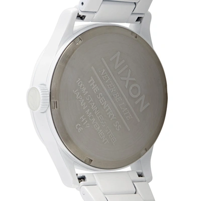 Shop Nixon Sentry Ss 42 Mm All White Stainless Steel Watch A356 126