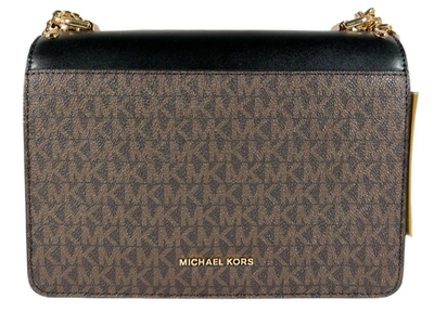 Michael Kors Jade Gusset Leather Convertible Crossbody Shoulder Bag In Brown