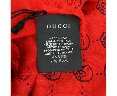 Shop Gucci Women's Ghost Modal / Silk Gg Skull Print Square Scarf In Red