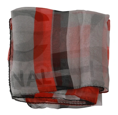 Costume National 100% Silk Branded Women's Scarf In Grey