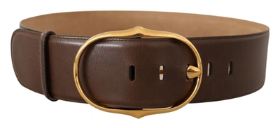 Shop Dolce & Gabbana Leather  Metal Oval Buckle Women's Belt In Brown