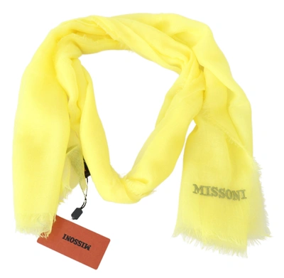 Shop Missoni Cashmere Mesh Unisex Men's Scarf In Yellow