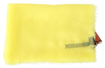 Shop Missoni Cashmere Mesh Unisex Men's Scarf In Yellow