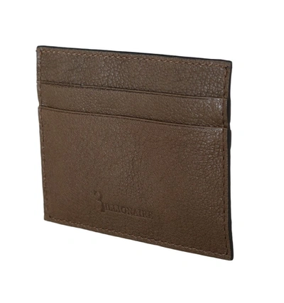 Shop Billionaire Italian Couture Leather Cardholder Men's Wallet In Brown