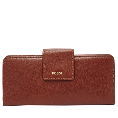 Shop Fossil Women's Madison Leather Clutch In Red