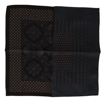 Shop Dolce & Gabbana Patterned Silk Pocket Square Men's Handkerchief In Black