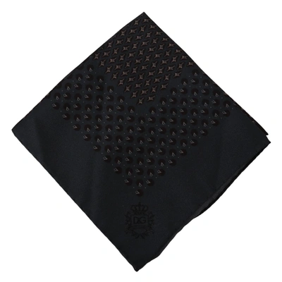 Shop Dolce & Gabbana Patterned Silk Pocket Square Men's Handkerchief In Black