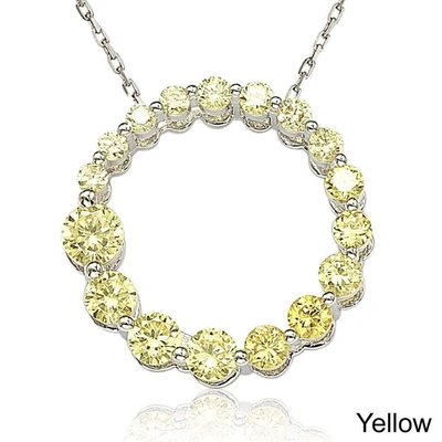 Suzy Levian Sterling Silver Cubic Zirconia Circle Journey Necklace In Yellow