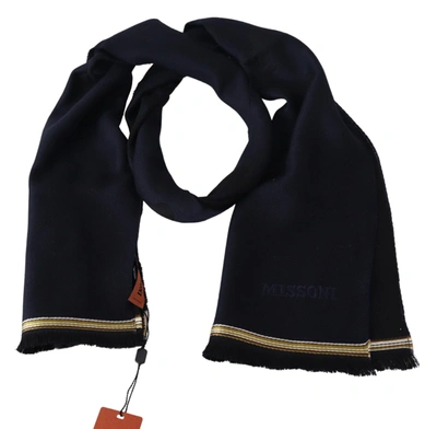 Missoni Elegant Unisex Wool Scarf With Embroidered Logo In Black