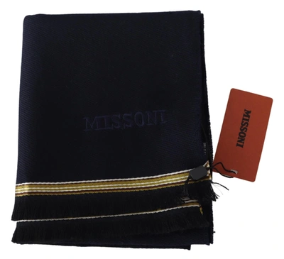 Missoni Elegant Unisex Wool Scarf With Embroidered Logo In Black