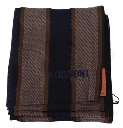 Shop Missoni Wool Striped Unisex Neck Wrap Shawl Men's Scarf In Brown