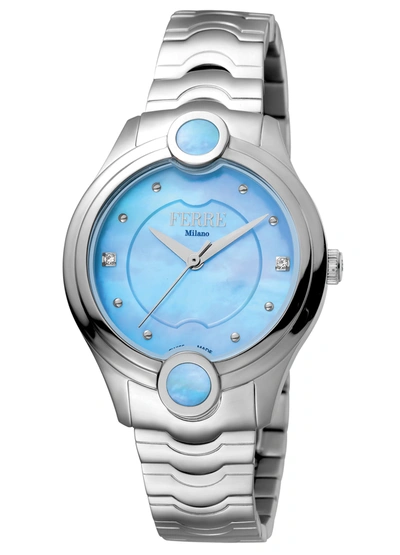 Ferre Milano Women's Blue Dial Stainless Steel Watch In Silver