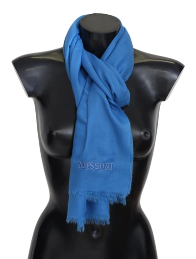 Shop Missoni Wool Unisex Neck Warmer Wrap Men's Scarf In Blue