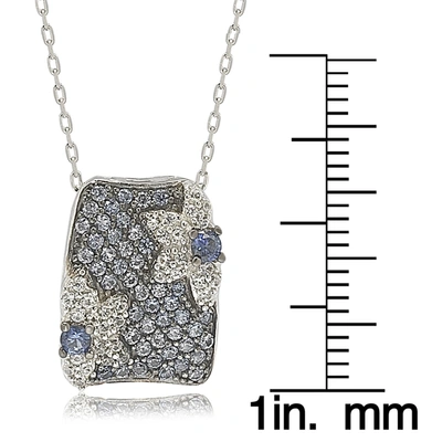 Shop Suzy Levian Sterling Silver Sapphire & Diamond Floral Petite Necklace In Blue
