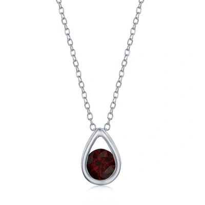 Shop Simona Sterling Silver Pearshaped Necklace W/round 'january Birthstone' Gem - Garnet