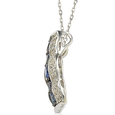 Suzy Levian Sterling Silver Sapphire And Diamond Accent Pendant In Blue