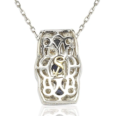 Suzy Levian Sterling Silver Sapphire And Diamond Accent Pendant In Blue