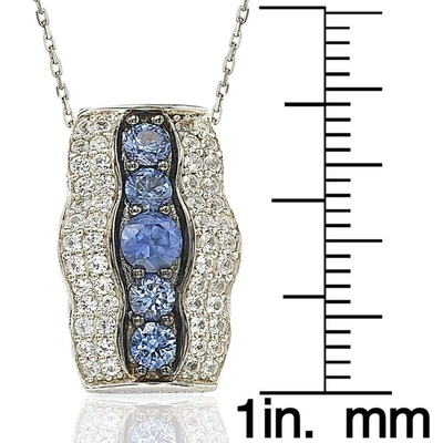 Suzy Levian Sterling Silver Sapphire And Diamond Accent Pendant In Blue